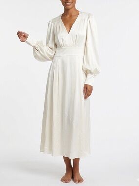 NWT Roksanda Silk V Neck Midi Dress Modern Bride Minimalist UK 14